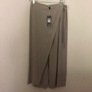 Eileen Fisher wide leg wrap pants in silver